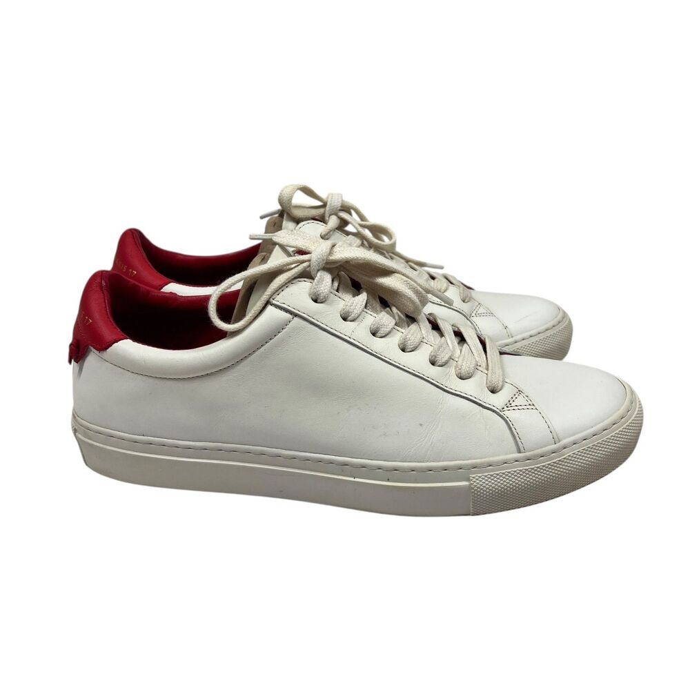 Givenchy Urban Knots Leather Sneakers Size EUR‎ 39.5 White Red Heel Tab Designer